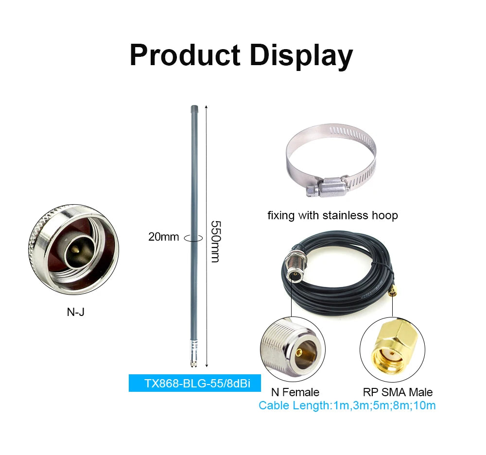 Outdoor LoRa Antenna 868 MHz for Meshtastic Helium Miner 868MHz Hotspot Antennas for Lorawan Long Range RP SMA Male with Cable