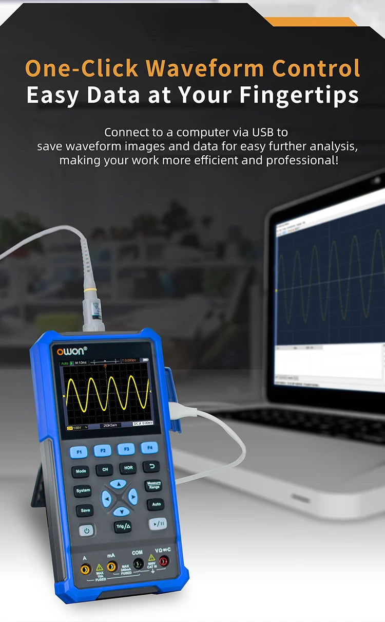 OWON HDS2102S/HDS272S/HDS242S Handheld 3-in-1 Digital Oscilloscope, Signal Generator, Multimeter | 100MHz Bandwidth, 2 Channels
