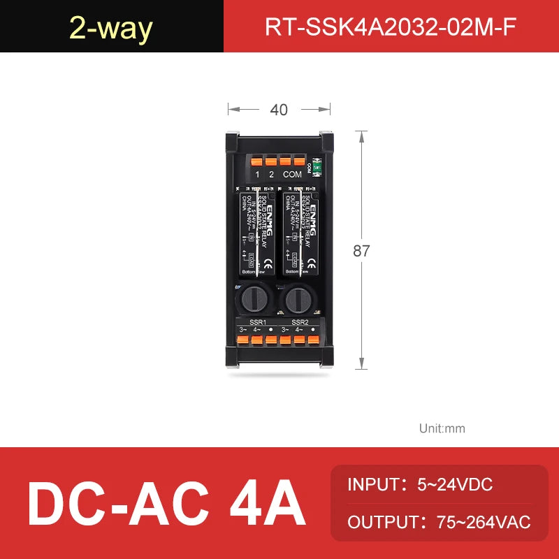 ENMG AC Inline 2 4 6 8 10 12 16-Way Solid State Relay Module RT-SSK Non-contact DC PLC AC Amplifier Board 5-24V Fuse Protections