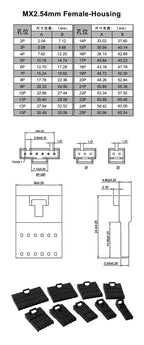 10Set(20PCS) MX2.54 Dupont Connector Housing With Lock Buckle 2.54mm Pitch Single Row 2P/3P/4P/5P/6P/7P/8P/10P/12P Docking Shell