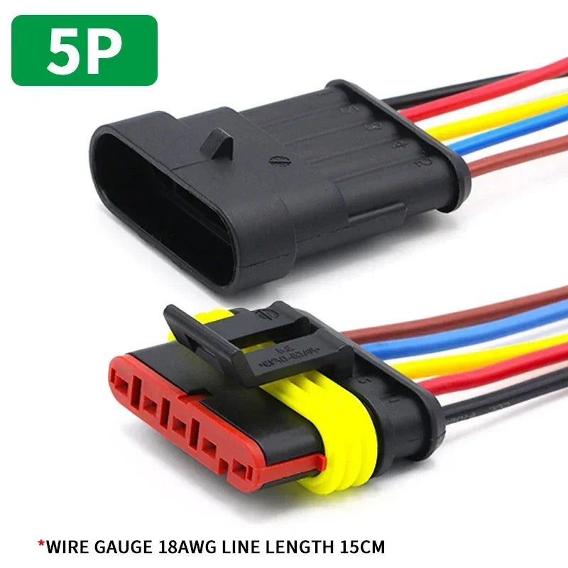 5/20/100 Sets 1/2/3/4/5/6 Pin Way Waterproof Electrical Wire Connector Plug 1.5mm Terminals 2Pin HID Plug Auto Xenon Lamp Plug