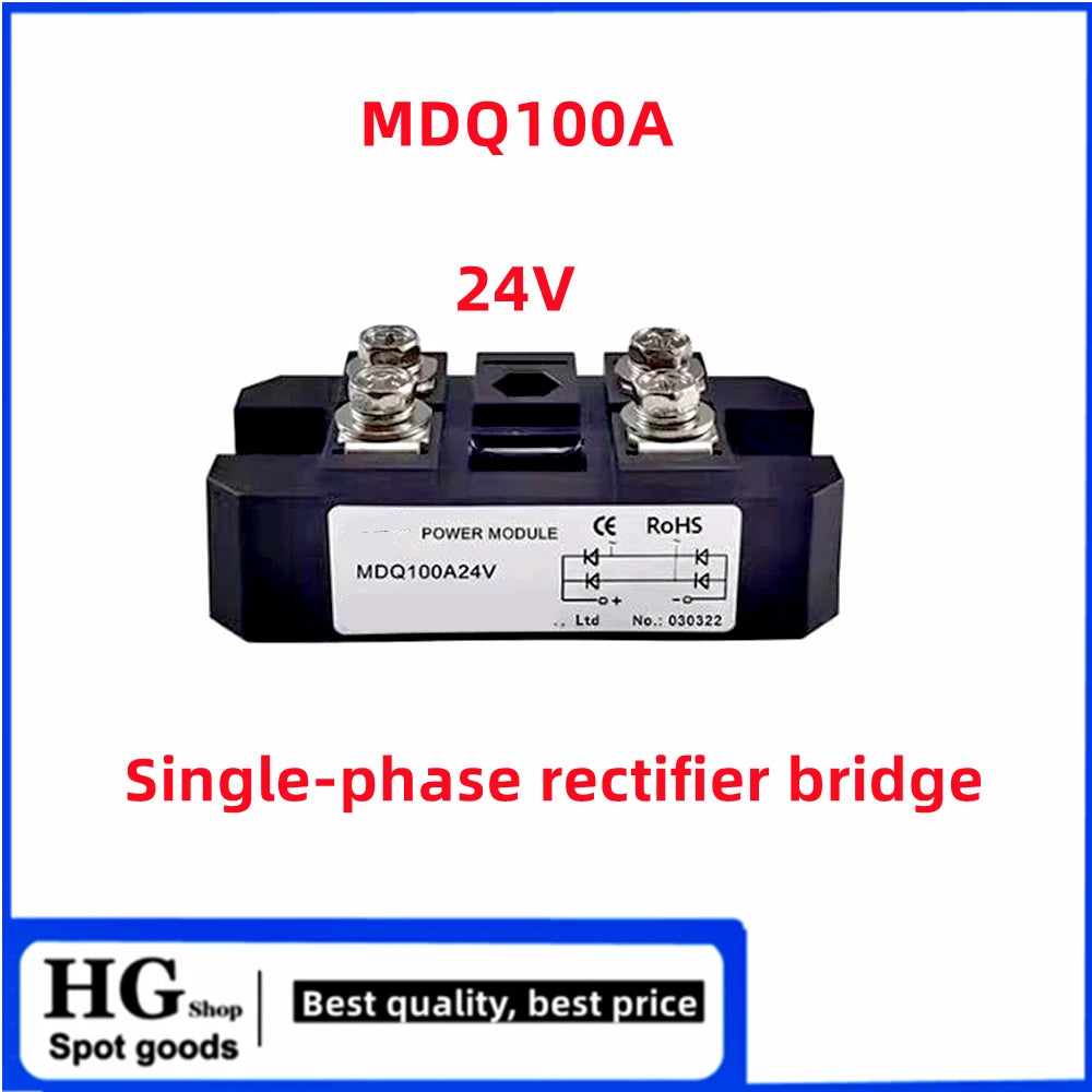 100A MDQ100A-12V 24V 36V 48V 60V 220V 600V 800V  1000V 1200V 1600V MDQ100A single-phase rectifier bridge AC-DC module 100Amp 160