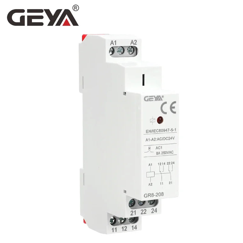 GEYA GR8-208 Auxiliary Relay Intermediate Switch 8A 2SPDT 12V 24V 48V 110V 220V RELAYS Din Rail Module