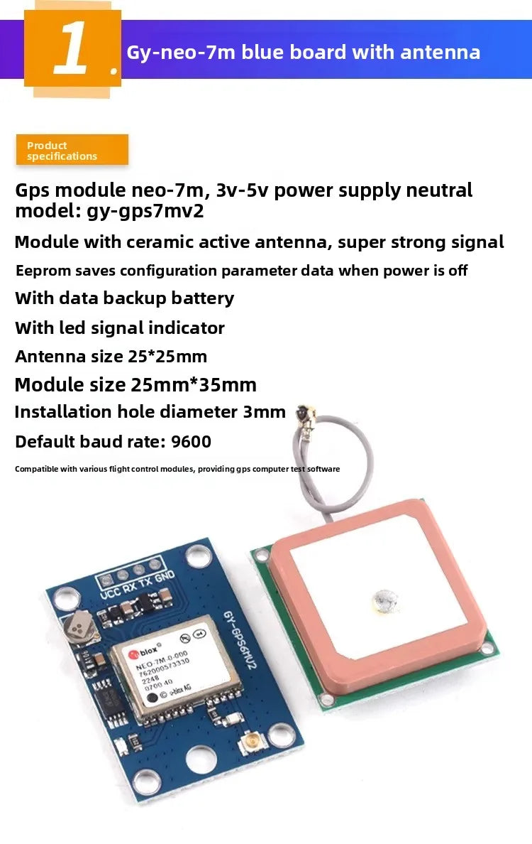 NEO-6M/7M/8M GPS Module for 51 MCU STM32,Arduino,APM2.5 Flight Control.High Sensitivity,Low Power,Fast Positioning with Antenna!
