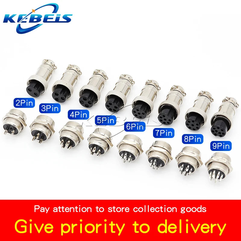 2Set GX12 GX16 GX20 2/3/4/5/6/7/8/9/10 Pin Male Female Butting Wire Cable Circular Aviation Socket Plug Panel Connector
