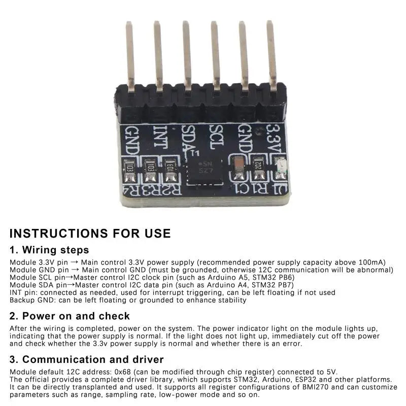 BMI270 Module 6-Axis Attitude Sensor Accelerometer Gyroscope For Motion Tracking And Gaming