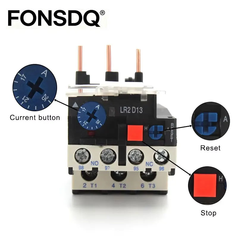 JR28 25A Thermal Overload Relay LR2-13D Adjustable Thermal Relay Electrical Relay Temperature Overload Thermal Protector