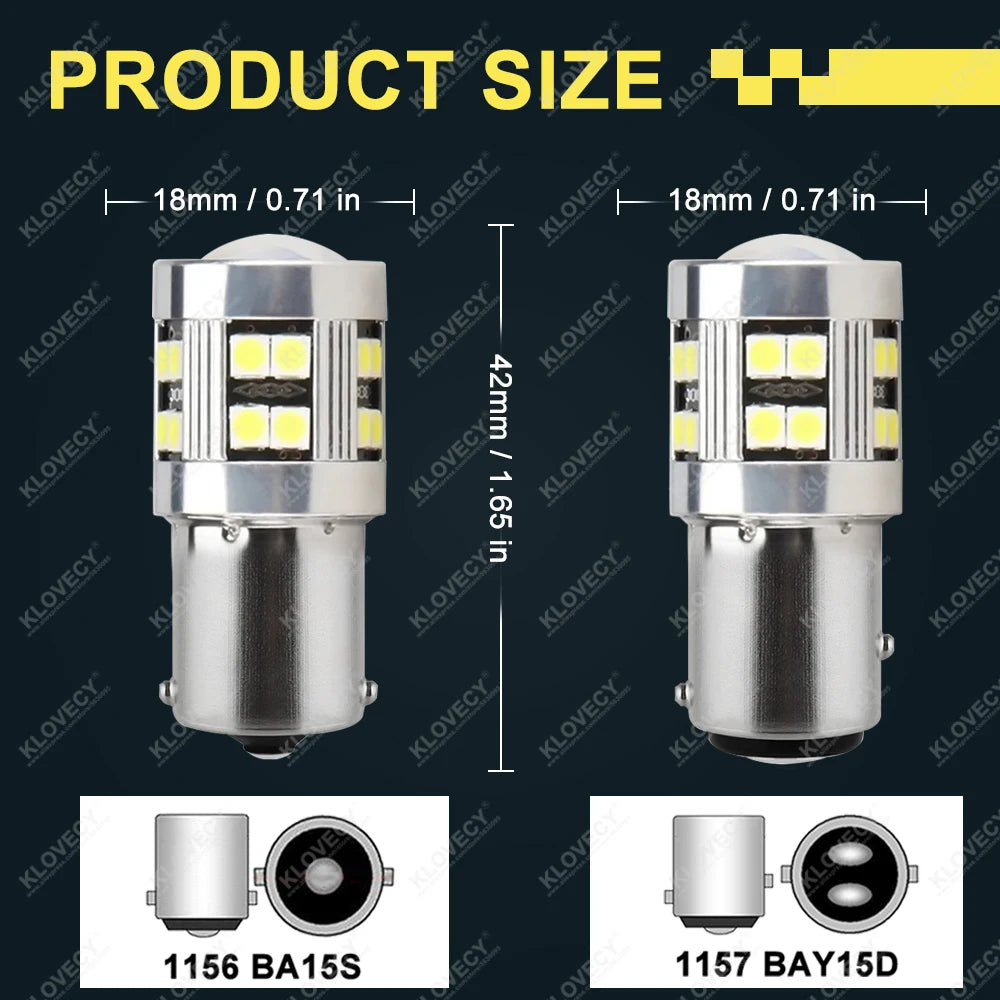 2/4 PCS P21W 1156 BA15S 1157 BAY15D LED Bulbs For Car Trun Signal Parking Brake Lights 12V 24V 3030-24SMD 6500K White Red Amber