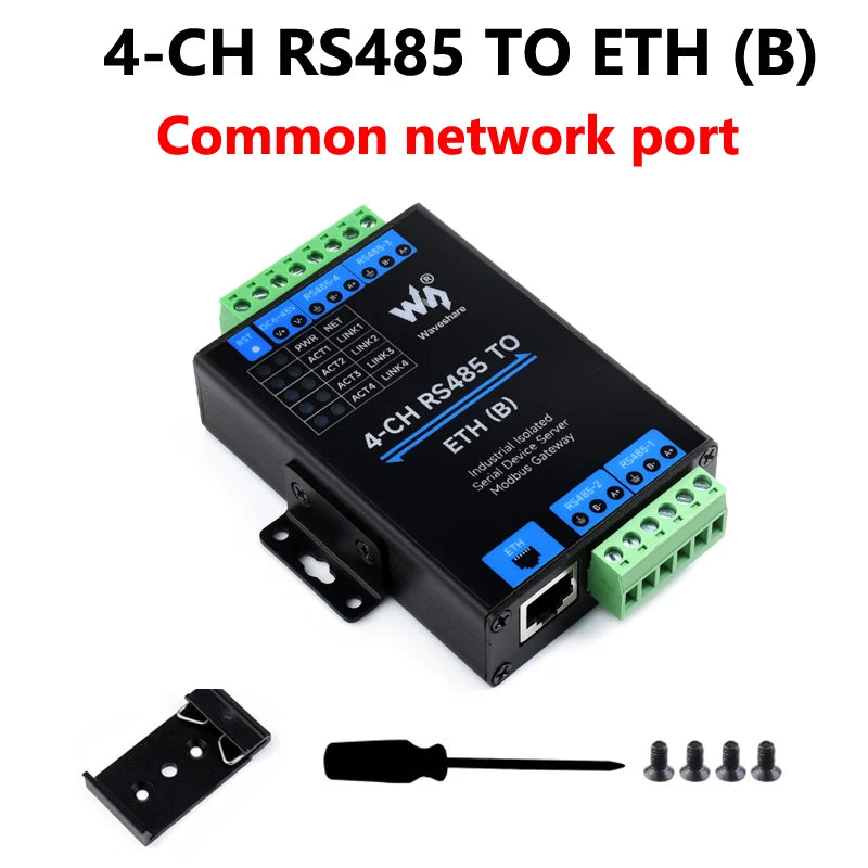 Industrial Isolated 4CH RS485 TO POE ETH (B) RJ45 Converter UART For Modbus