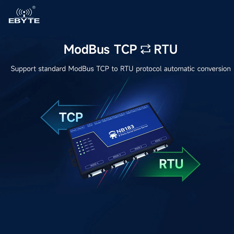 RS485/232/422 to RJ45 CDEBYTE NB183E/ES/S-V2 8-Channel Serial Server ModBus RTU to TCP Build-in Watchdog MQTT HTTP