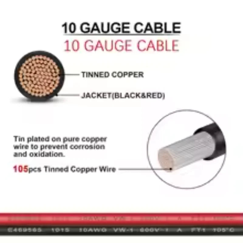 XT90 Anti‑Spark Connector Cable 10AWG 1/3/6FT XT90M To 12V Alligator Clips Wire for Energy Storage Battery Solar Panel Charging