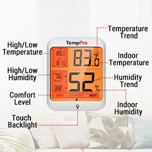 TempPro TP-53 Digital Indoor Home Thermometer Hygrometer Temperature Humidity Sensor Backlight Weather Station For Room