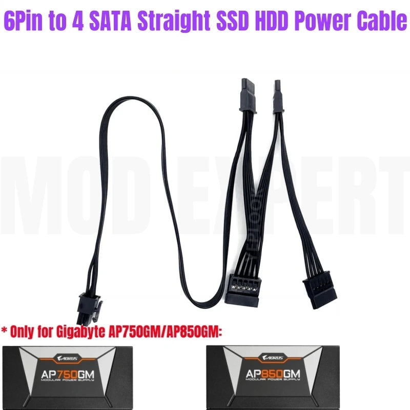 Modular Power Cable for GIGABYTE AORUS AP750GM AP850GM, GPU PCIe 8Pin 6+2Pin, CPU 4+4Pin, HDD SSD SATA Molex IDE 4Pin, ATX 24Pin