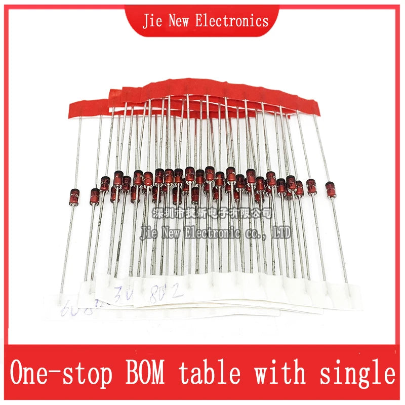30 Values 1W Zener Diode Assorted Kit 3V 3.3V 3.6V 5.1V 5.6V 7.5V 10V 12V 13V 15V 16V 18V 20V 22V 24V 30V 33V 47V Assortment Set