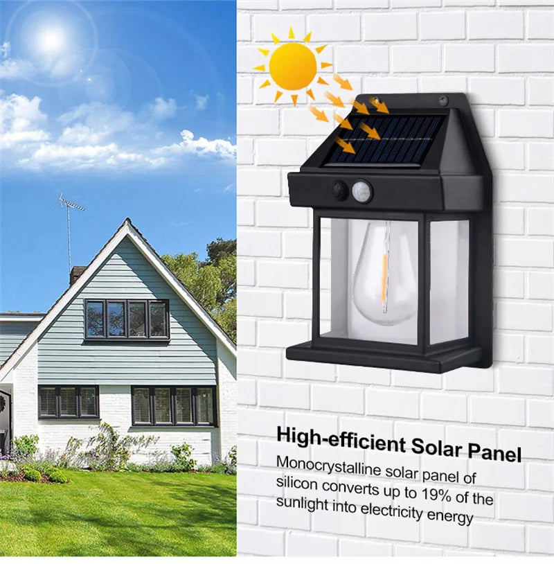 Solar Wall Lights Outdoor Tungsten Waterproof Wireless Motion Sensor Security Lamps Dusk to Dawn Lighting for Garden 1~8PCS 2026