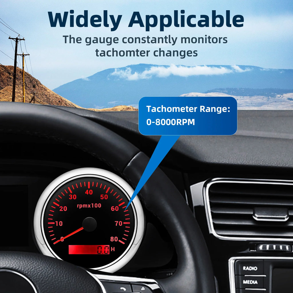 6 Gauge Set 85mm GPS Speedometer Tachometer 52mm Water Temp Fuel Voltmeter Oil Pressure Meter With 1/8 NPT Sensor For Boat Car