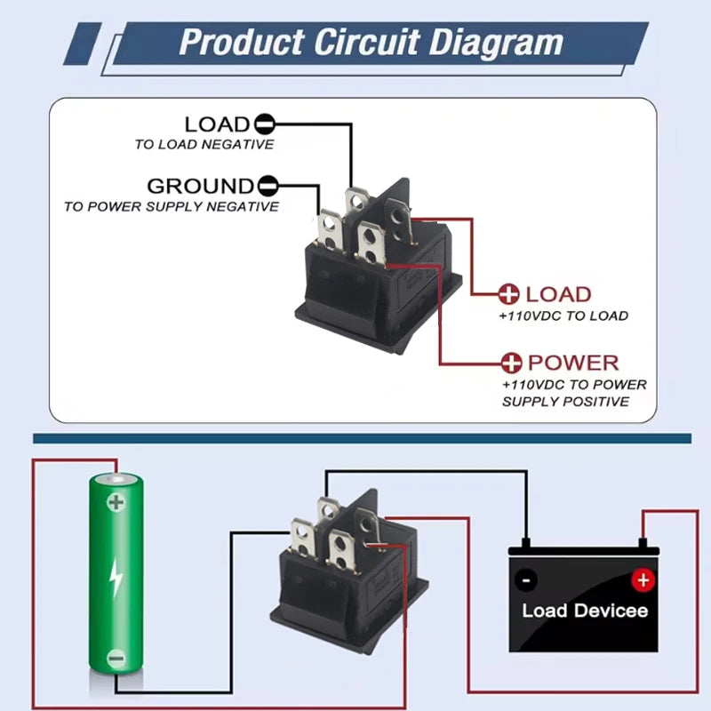 【5-1PCS】Rocker Switch DPST 40A 12V DC 4 Pin 2 Position Switch ON Off Toggle Switch 30A 250V AC 120V T125 KCD2 KCD4 Rocker Swit