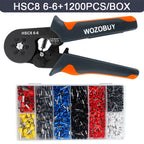 WOZOBUY Hexagonal Self-Adjustable Ratchet,Ferrule Crimping Tool Kit, Crimper Kit with 400/800/1200/1800/1900pcs Wire Terminals