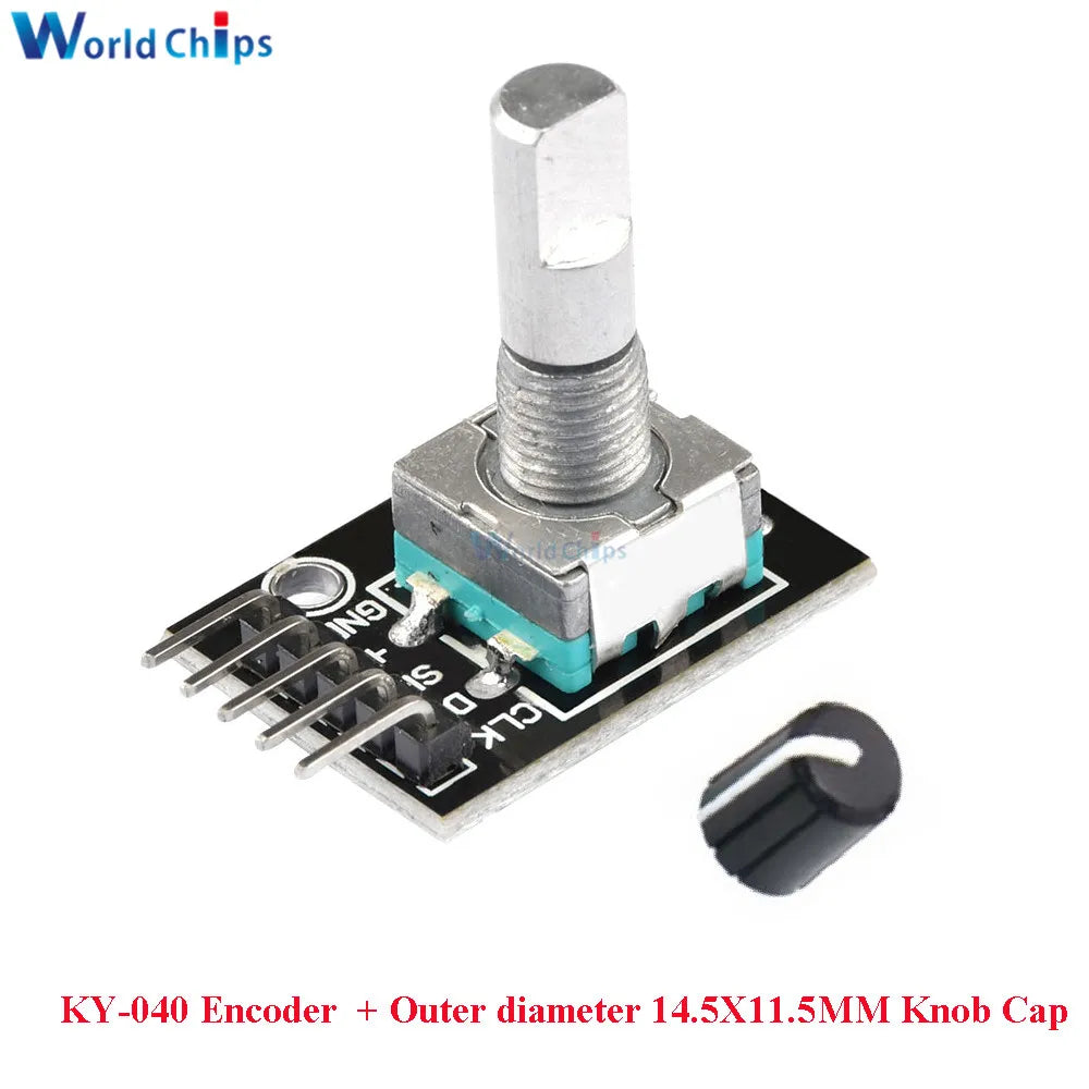 10 PCS 360 Degrees Rotary Encoder Module KY-040 HW-040 Sensor Switch 6MM Half Shaft Potentiometer Rotary Knob Cap 15×17 15×13.5