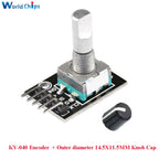 10 PCS 360 Degrees Rotary Encoder Module KY-040 HW-040 Sensor Switch 6MM Half Shaft Potentiometer Rotary Knob Cap 15×17 15×13.5