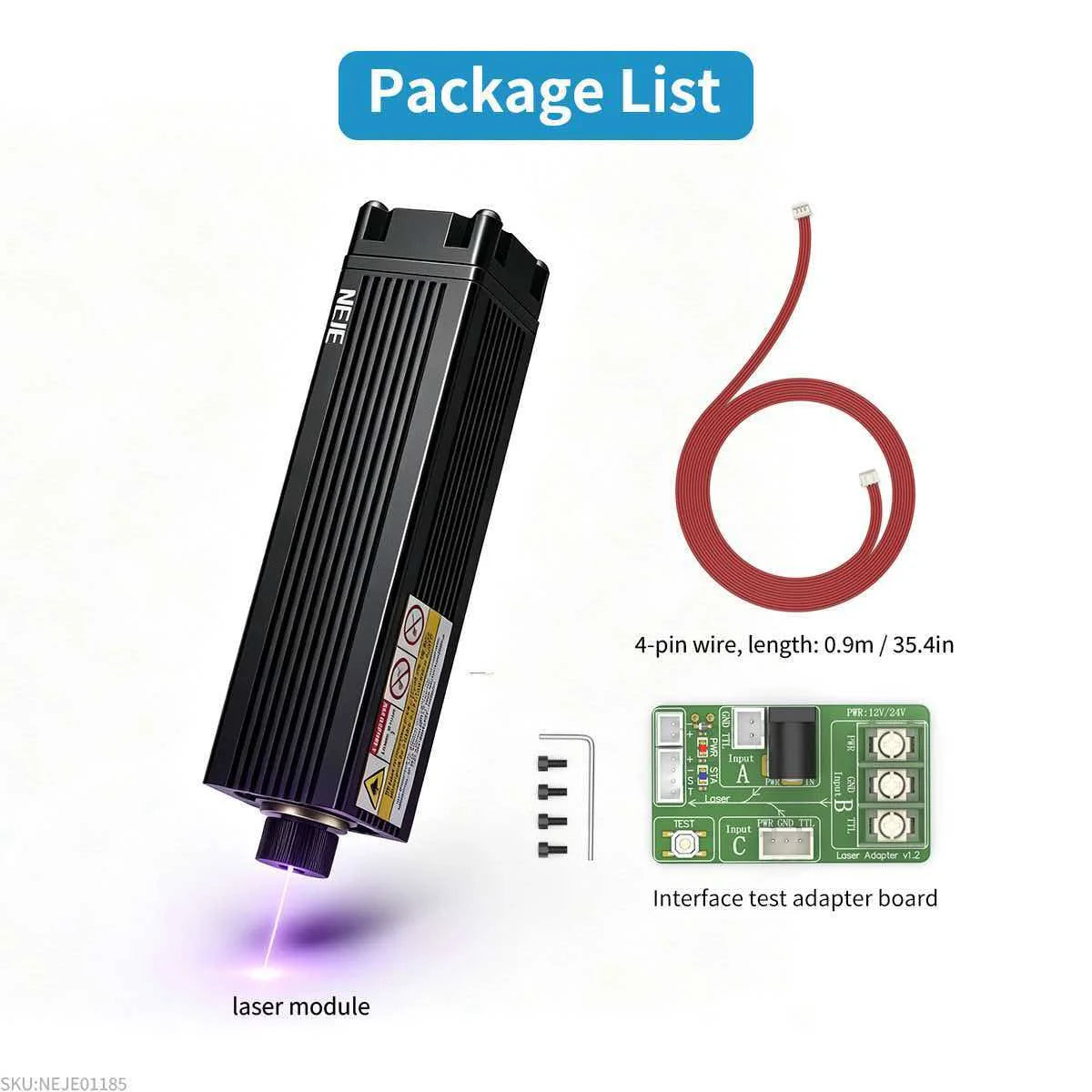 40W80W NEJE A40640 E40 Laser Module Diode High Power 450nm, Air-Assisted Nozzle for CNC Woodworking Engraver & Cutting Tools