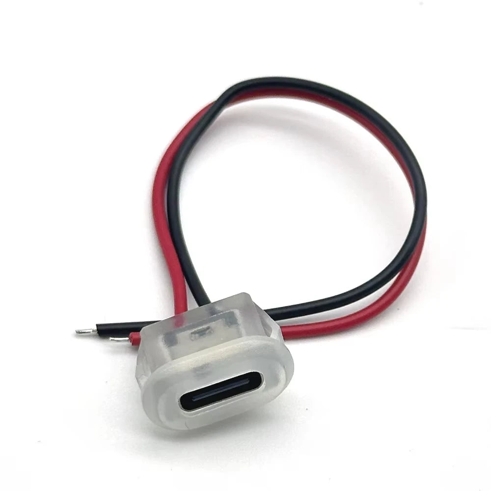Type C Female Connector Waterproof USB C Female Jack Socket 2 Pin 3A Charging Port Power Cable Extension Direct Crimp Mount