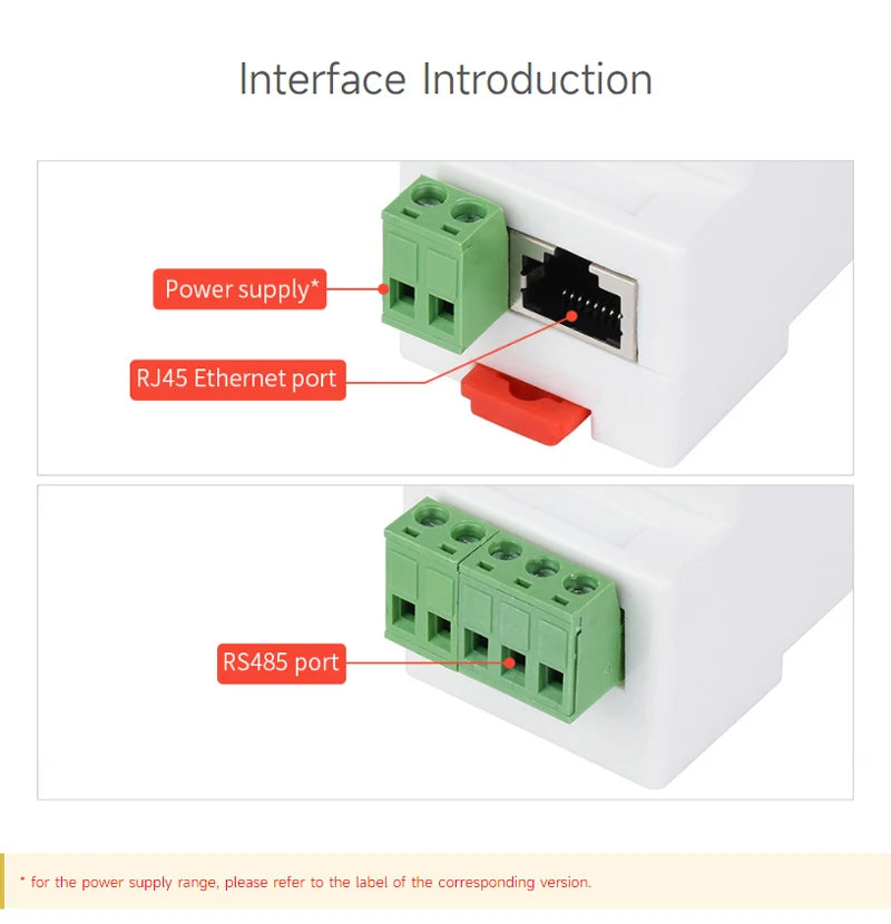 RS485 to RJ45 Ethernet Module Industrial Serial Server TCP/IP to Serial Support Rail-Mount Modbus Gateway Optional POE Function