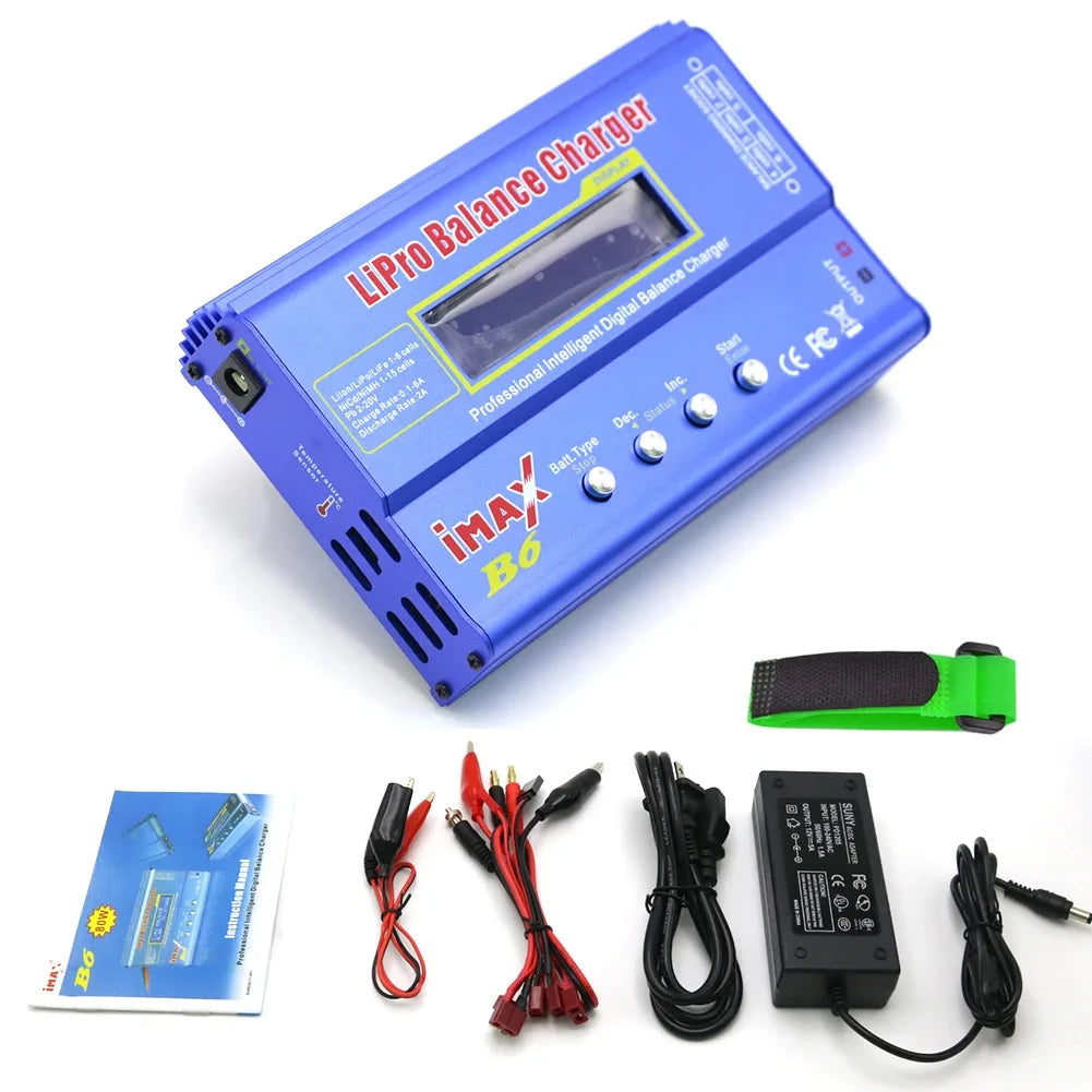 IMAX B6 80W B6 Charger Balance Charger Digital LCD Screen Lion LiFe Nimh Nicd PB Lipo Battery Discharger AC Power 12V 5A Adapter