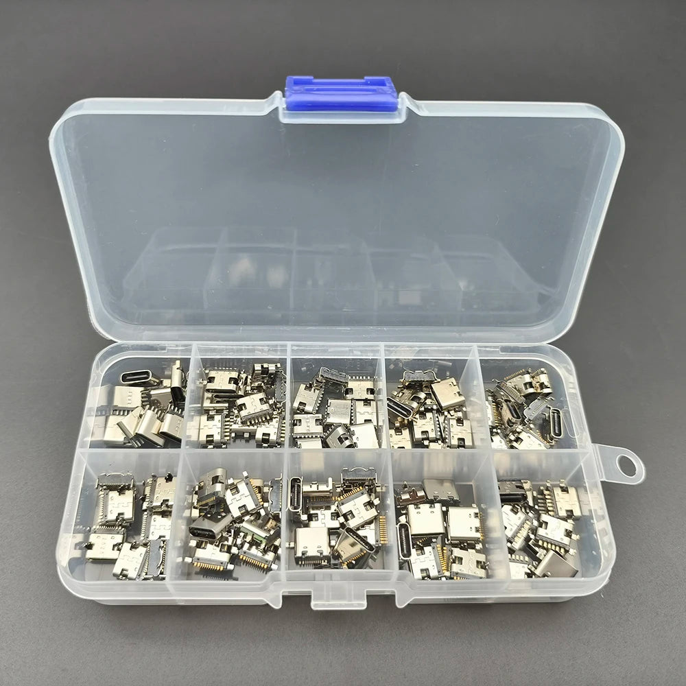 80/100/150Pcs/Box Type-C USB Connector Charging Port 2/6/16Pin SMD SMT PCB USB-C Socket For Phone and Digital Product Repair Kit
