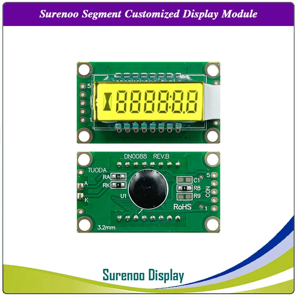 Surenoo 6-Digit "8 8 8.8.8.8" 7 Segment Digital 5V  LCD Module Display Screen Panel build-in HT1621 Controller w/ Backlight