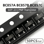 50PCS BC857A BC857B BC857C PNP Transistor SOT23 SMD Small Signal BJT 3E 3F 3G Marking Code Assorted Electronic Components