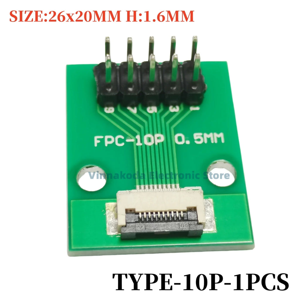 1PCS FFC/FPC Conversion Board 0.5mm Connector to 2.54MM Double Row Bent Pins 4/10/14/15/16/22/26/30/32/36/42/45/60/64/68/80/96P