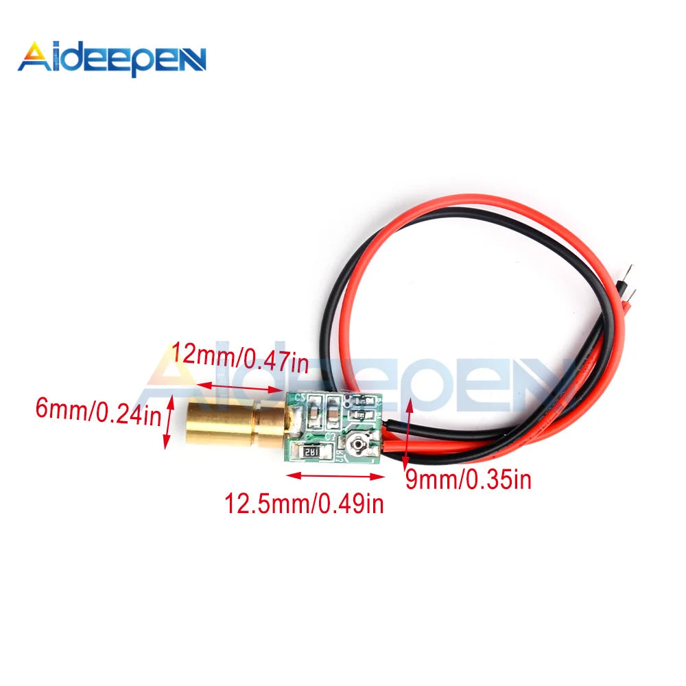 6mm 10mW Green Small Laser Head Module Dot/Line/Cross 3V-5V Adjustable Focal Length 520nm Laser Diode Head Industrial Class