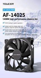 Teucer AF 14025 PC Case Cooling Fan 12V 4Pin PWM MHDB Hydraulic Bearing White 14CM Silent Fan for Computer Radiator Ventilator