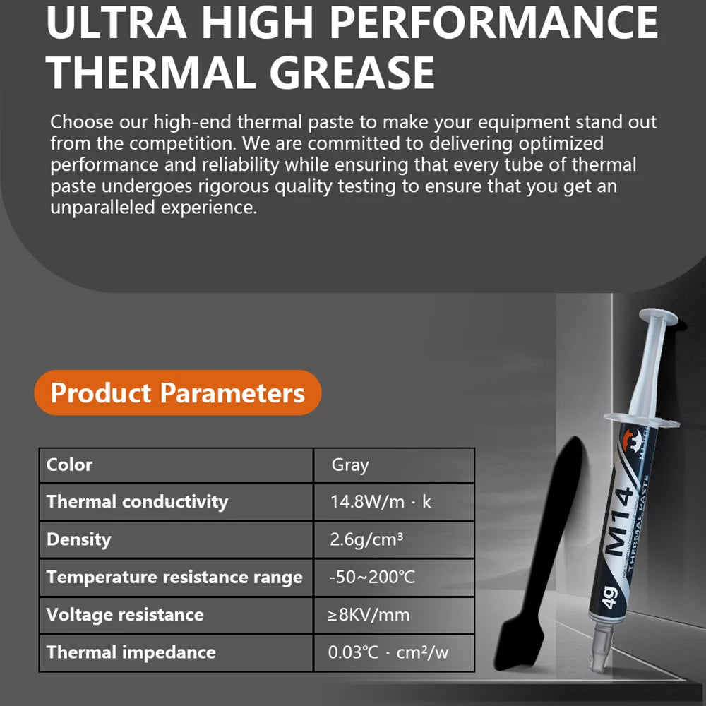 MJ-TECH Thermal Paste 12.4W 14.8W Performance Thermal Conductive Grease For CPU Cooler/Ventilador/GPU/PS5/Laptop/Game PC