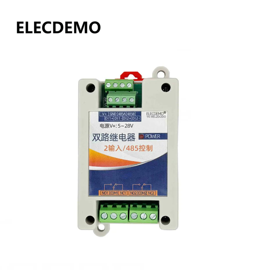 RS485 Modbus RTU 2-Ch DIDO Relay IO Expansion Module, High Precision Digital Input Output Controller, Industrial PLC Board DIY