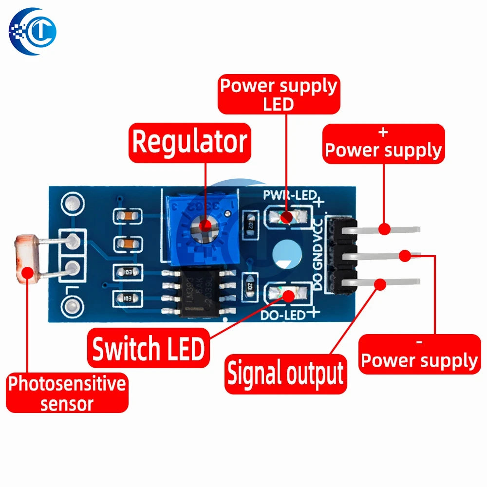 Updated LDR Photosensitive Sensor Module: for Arduino-Compatible – For Light Intensity & Brightness Detection
