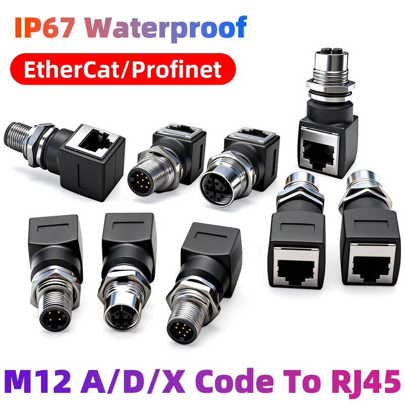 BYXGD M12 X-Code 8Pin A-Code D-Code 4Pin to RJ45 Panel Mount Adapter IP67 Waterproof Ethernet Connector Straight Angled Type