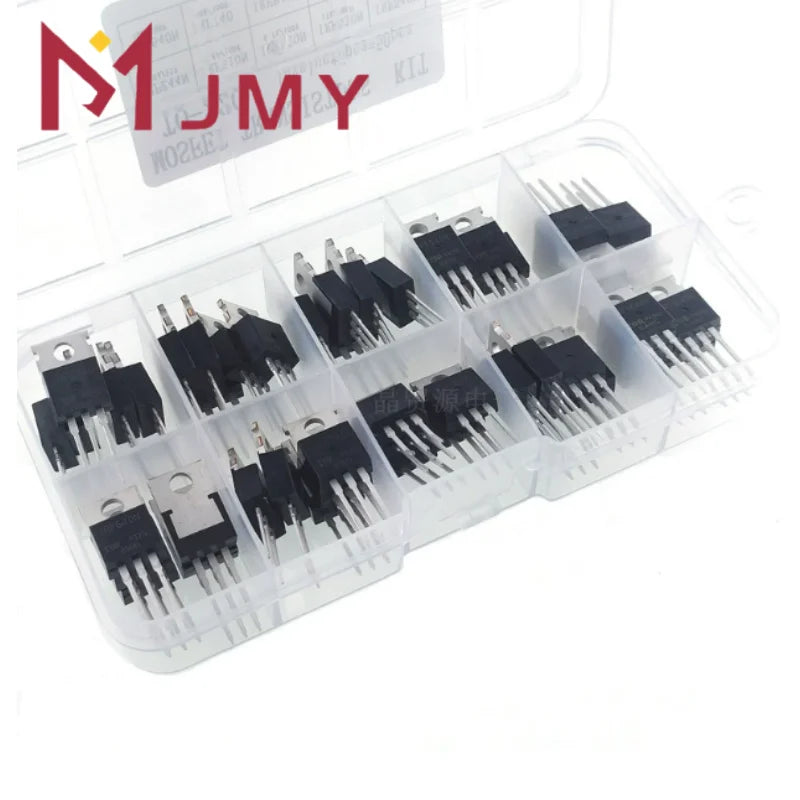 50pcs 10 Types Mosfet Transistors Assortment Kit IRFZ44N IRF530N IRF540N IRF630N IRF640N IRF740 IRF830N IRF840 IRF3205 IRF9540N