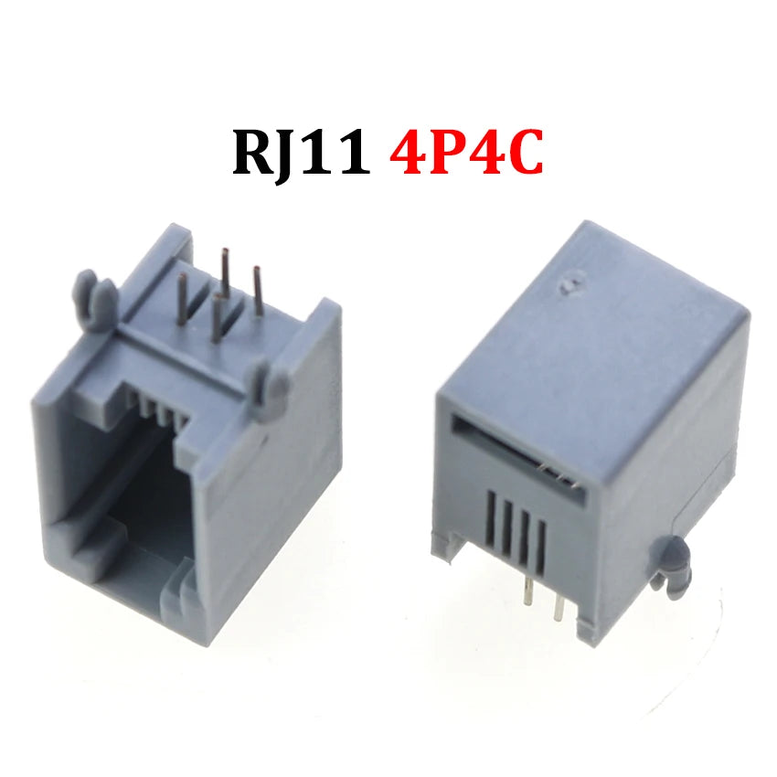 Cltgxdd 10pcs RJ11 RJ12 RJ45 Telephone Socket Curved Pin 4P4C 6P6C 8P8C Female Jack PCB Connector