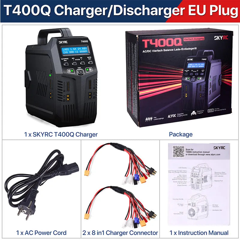 SKYRC T200 T400 T100 AC/DC Lipo Battery Dual Balance Charger Discharger for Traxass Airsoft Drone RC Battery Charger Fast Charge