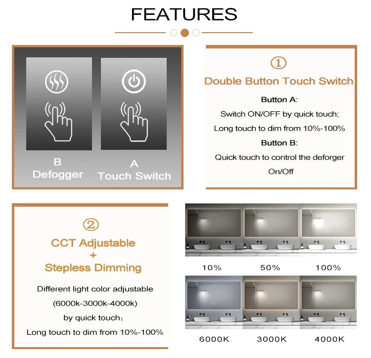 DC 12V 5A 60W LED Touch Dimmer Light Switch Touch Sensor For Mirror With Changing Dimmer Anti Fog