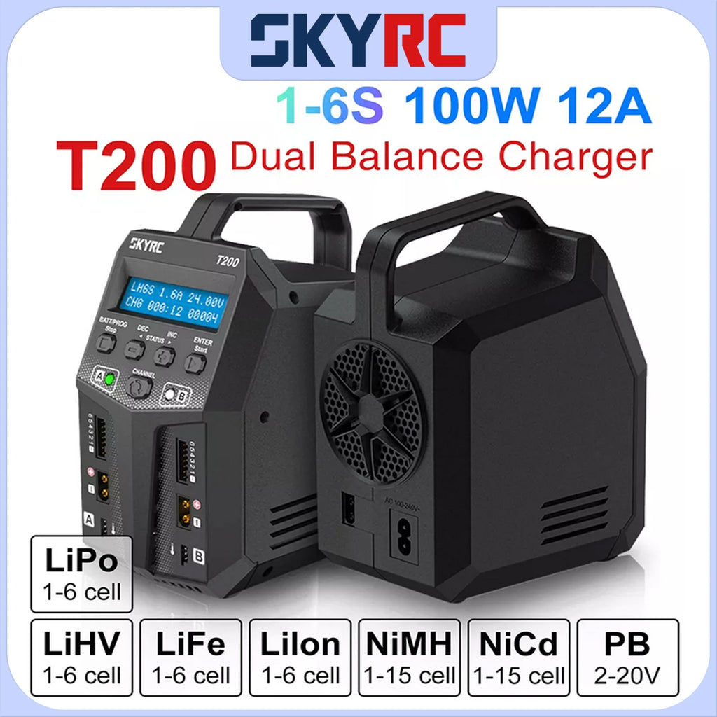 SKYRC T200 T400 T100 AC/DC Lipo Battery Dual Balance Charger Discharger for Traxass Airsoft Drone RC Battery Charger Fast Charge
