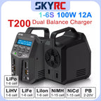 SKYRC T200 T400 T100 AC/DC Lipo Battery Dual Balance Charger Discharger for Traxass Airsoft Drone RC Battery Charger Fast Charge