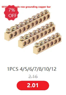 Bridge type guide rail type zero line busbar green flame-retardant terminal block 6 * 9 distribution box zero ground busbar conn