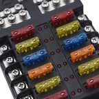 12 Way Fuse Box Holder With Blade Fuse Holder Block & Warning Indicator Car Boat Blade Fuse Box 12V 24V