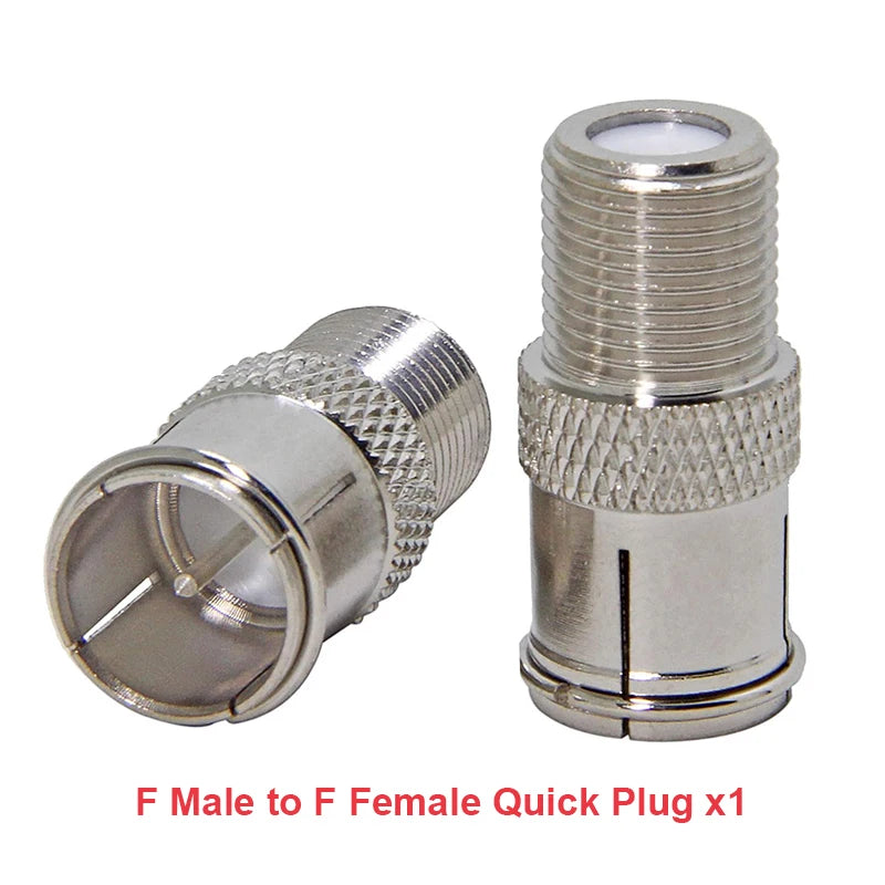 F Type to TV IEC 90 Degree Male Plug Female Jack RF Coaxial Adapter Splitter Gold Plated Connector for Cable TV Satellite TV DVR