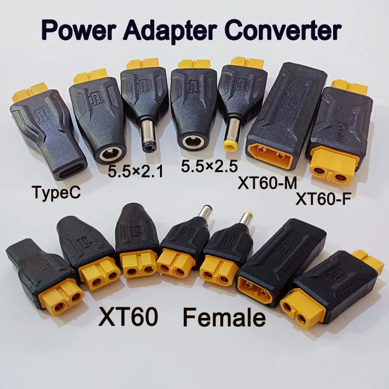 XT60 Conversion Plug Adapter, Model Airplane Battery Charging Conversion Plug XT60 to DC5.5*2.1/5.5*2.5/Type-C Female Connector