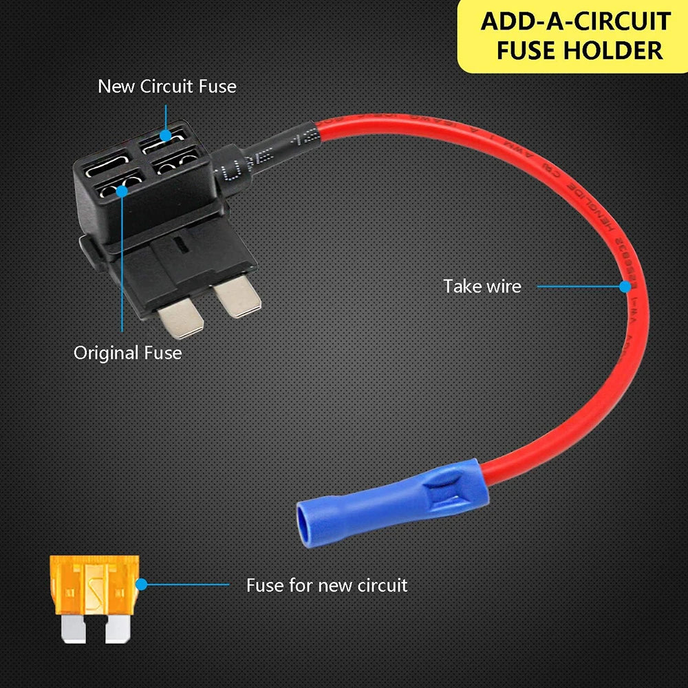 16pcs 4 Types Add-a-Circuit Fuse Tap Adapter with Standard & Mini & Low Profile Mini & Micro2 Blade Fuse Holder for Trucks Boats