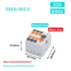 Wire Electrical Connectors PTFIX 2.5mm Wire Merging And Branching Device Push-in Terminal Block Connector Mount On Din Rail